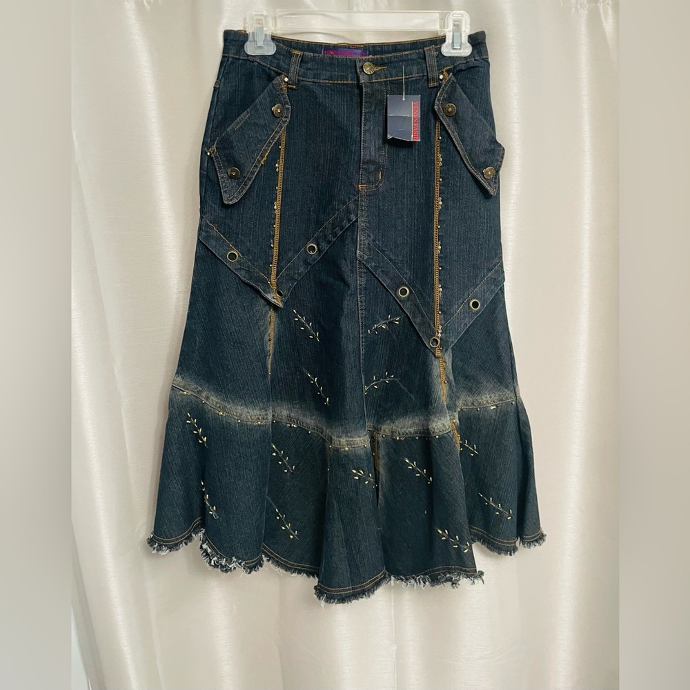 Venus Long Denim Maxi Skirt
